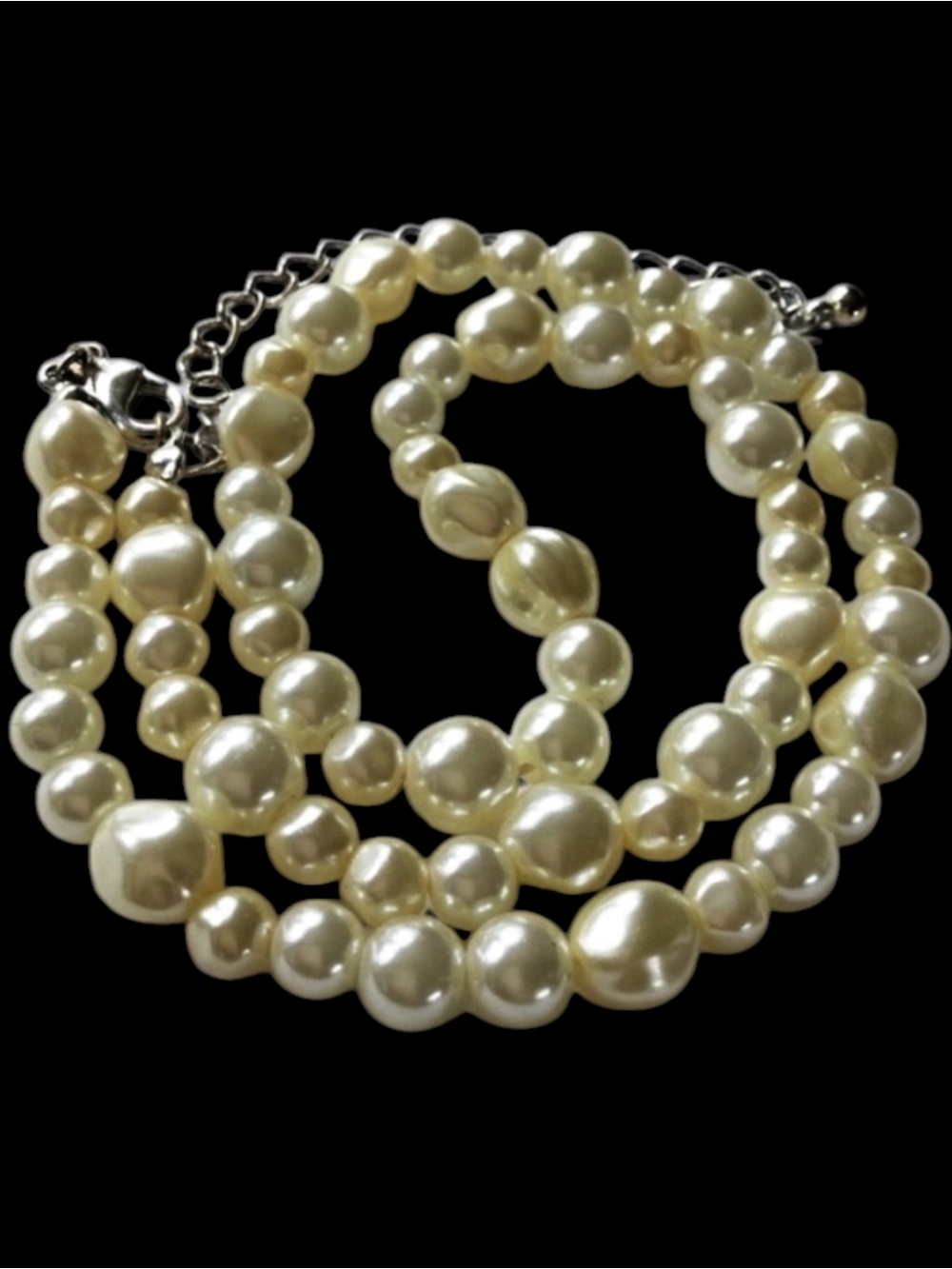 Vintage AVON SAC Silver-Tone Faux Baroque Pearl Necklace - Picture 4 of 15